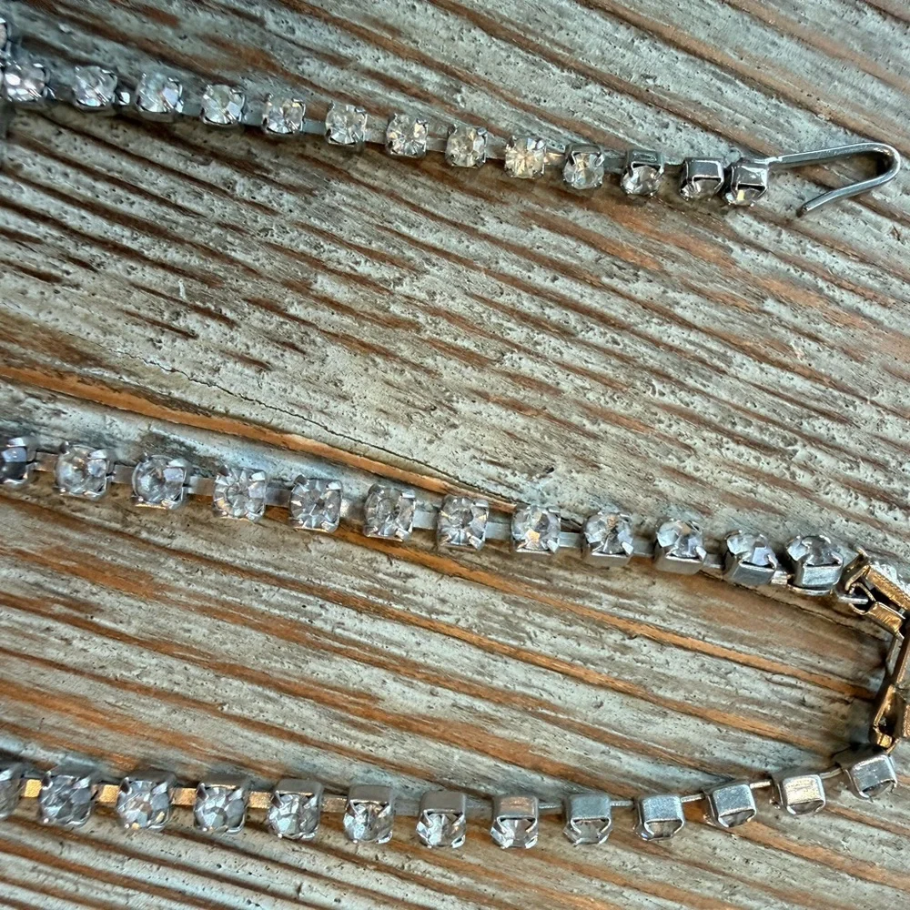 Vintage Rhinestone Jewelry Bundle Necklace, Choker, Expanding Bracelet, Earrings
